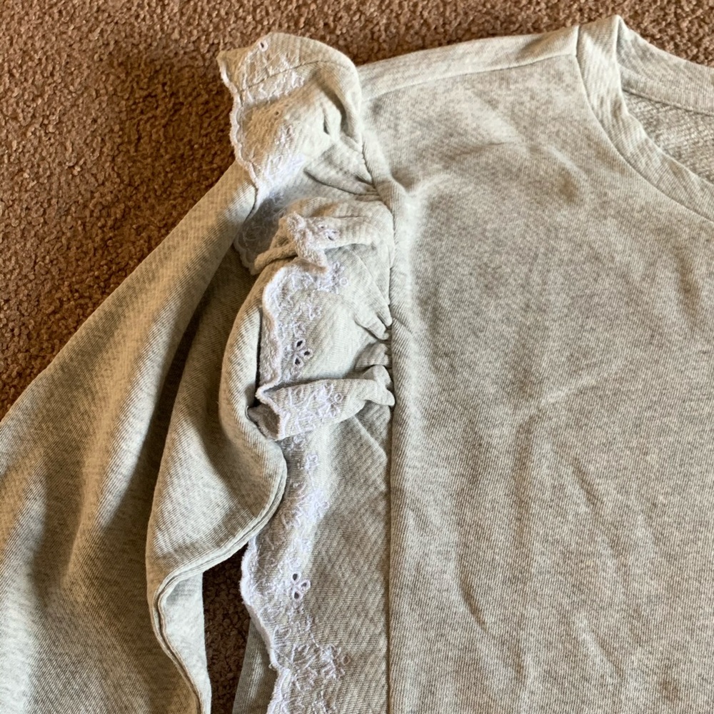 Loft Embroidered Ruffle Sleeve Sweatshirt Top S - Picture 5 of 16